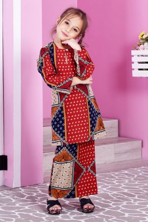 Baju Kurung Moden Petrina Kids - Sunrise Orange