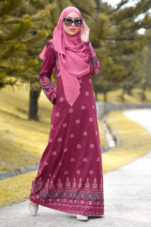 Abaya Songket Amelia - Maroon