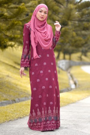 Abaya Songket Amelia - Maroon