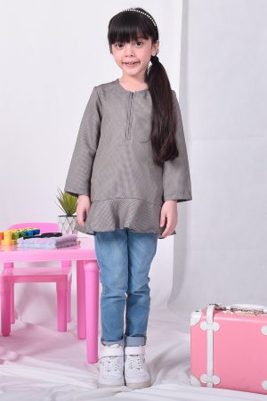 Dress Medi Checkered Shira Kids - Grey