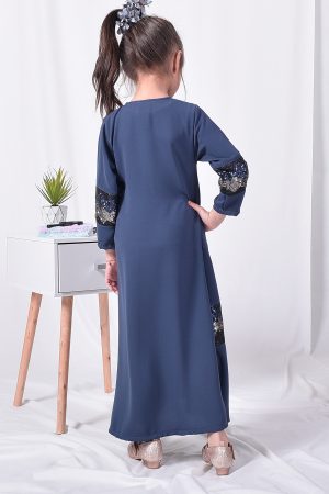 Abaya Sequin Jemina Kids - Navy Blue