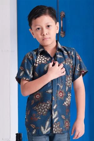 Baju Kemeja Batik Aiman Kids - Space Blue
