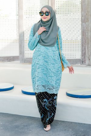 Baju Kurung Batik Lace Aila - Glacier Blue