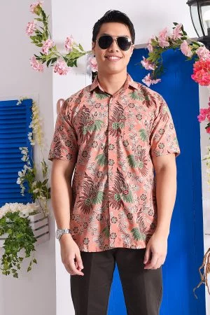 Baju Kemeja Batik Afnan - Salmon
