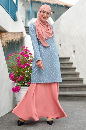 Baju Kurung Moden Lace Geetha - Ice Peach