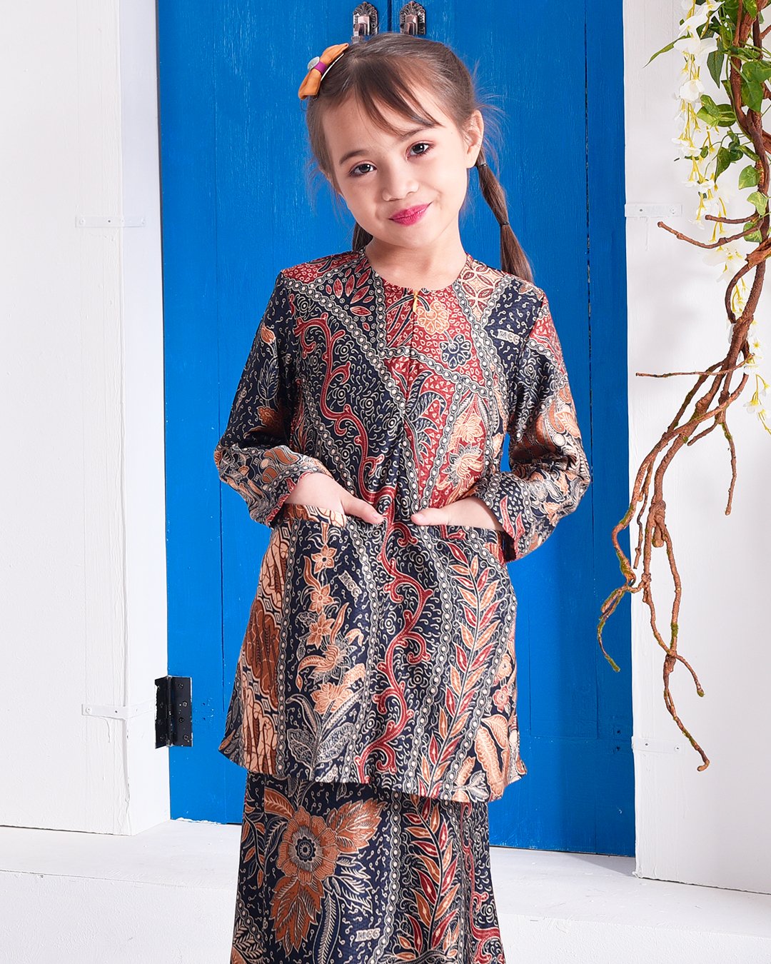 Baju Kurung Kedah Batik Dobby Aimi Kids – Dark Tangerine ...
