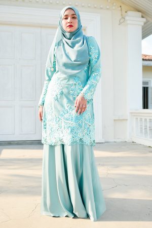 Baju Kurung Lace Aere - Aqua Green