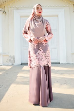 Baju Kurung Lace Aere - Mocha Brown