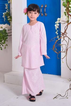 Baju Kurung Moden Lace Giza Kids - Cotton Candy