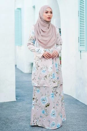 Baju Kurung Pleated Afeefa - Ice Pink