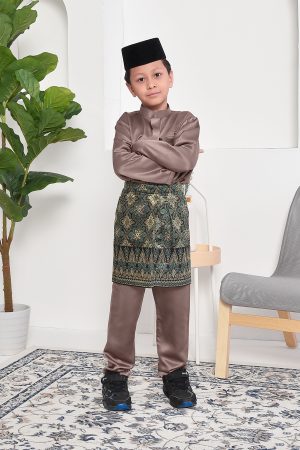 Baju Melayu Hamza Slim Fit Kids - Espresso Brown