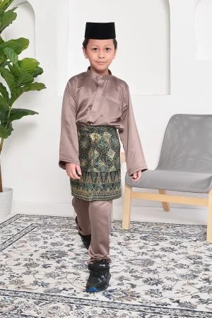 Baju Melayu Hamza Slim Fit Kids - Espresso Brown