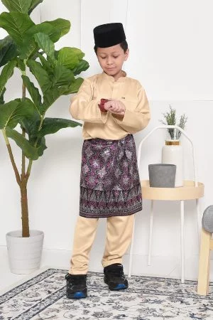 Baju Melayu Hamza Slim Fit Kids - Gold Dust