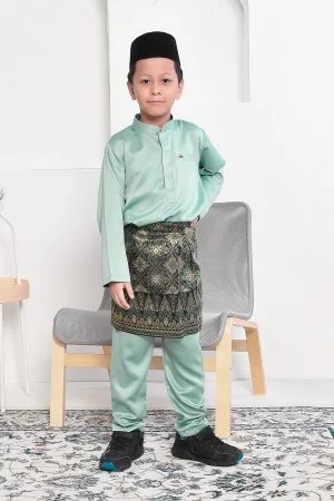 Baju Melayu Hamza Slim Fit Kids - Pistachio Green