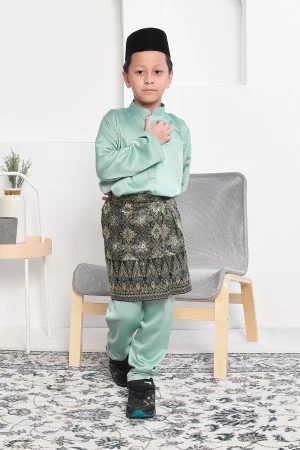 Baju Melayu Hamza Slim Fit Kids - Pistachio Green