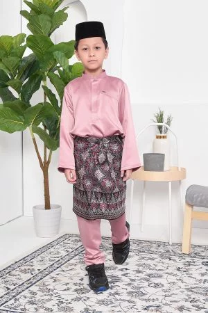 Baju Melayu Hamza Slim Fit Kids - Quartz Pink