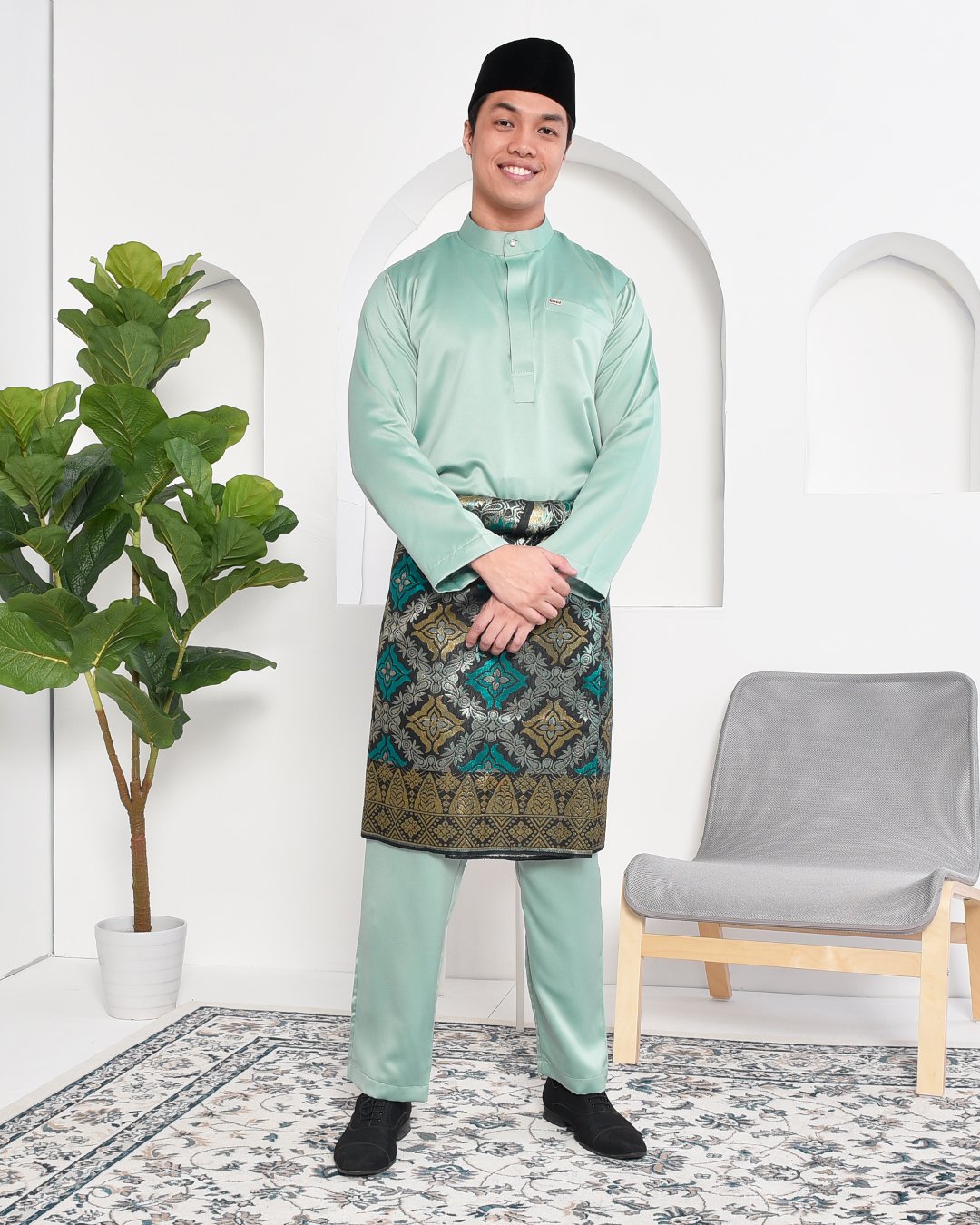 Baju Melayu Hamza Slim Fit Pistachio Green Muslimahclothing Com