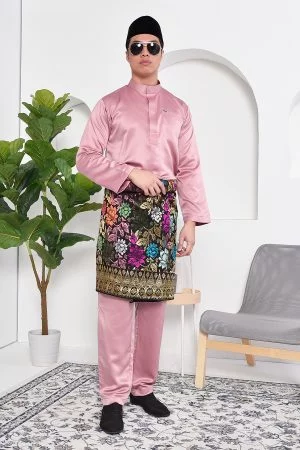 Baju Melayu Hamza Slim Fit - Quartz Pink