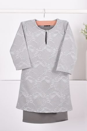 Baju Kurung Moden Lace Gygy Kids - Dusty Ash