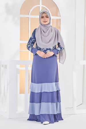 Abaya Lace Afiyah - Periwinkle Grey