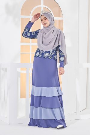 Abaya Lace Afiyah - Periwinkle Grey