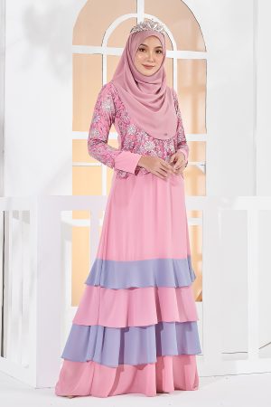 Abaya Lace Afiyah - Smoothies Pink