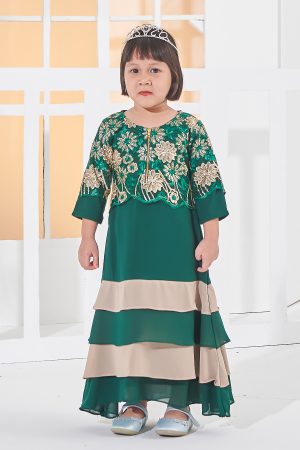 Abaya Lace Afiyah Kids - Zamrud Green