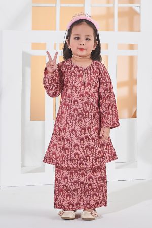 Baju Kurung Riau Lace Greece Kids - Ruby Red