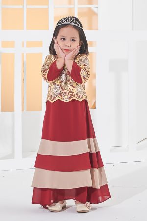 Abaya Lace Afiyah Kids - Golden Red