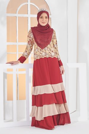 Abaya Lace Afiyah - Golden Red