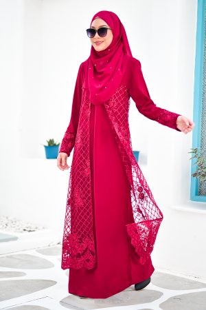 Abaya Lace Aminah - Scarlet Red