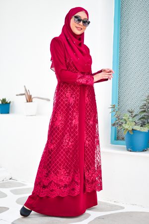 Abaya Lace Aminah - Scarlet Red