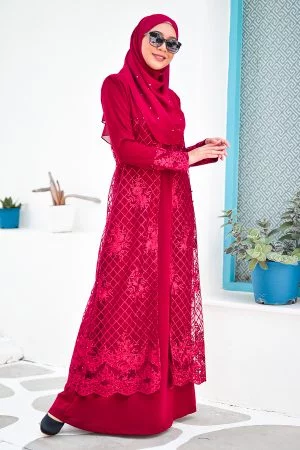 Abaya Lace Aminah - Scarlet Red