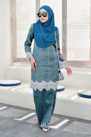 Baju Kurung Songket Lace Azleen - Iceland Blue