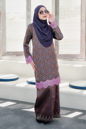 Baju Kurung Songket Lace Azleen - Iris Purple