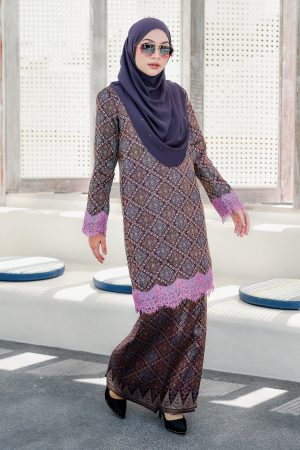 Baju Kurung Songket Lace Azleen - Iris Purple