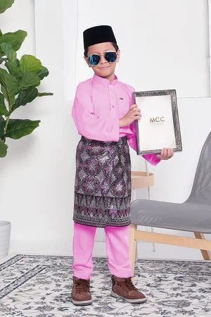 Baju Melayu Adam Regular Fit Kids - Pink Flamingo