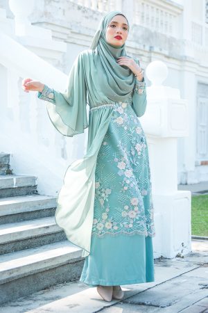 Abaya Lace Chiffon Azira - Green