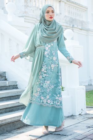 Abaya Lace Chiffon Azira - Green