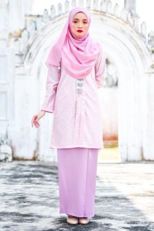 Baju Kebarung Lace Gyra - Pink