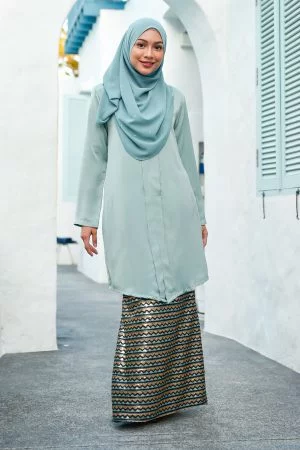 Baju Kebarung Sequin Aqila - Pistachio Green