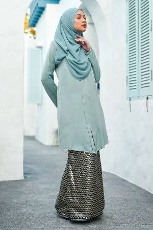 Baju Kebarung Sequin Aqila - Pistachio Green