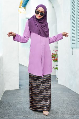 Baju Kebarung Sequin Aqila - Mauve Purple