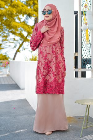 Baju Kurung Lace Amara - Velvet Chocolate