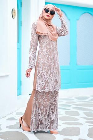 Baju Kurung Lace Ablaa - Latte Brown