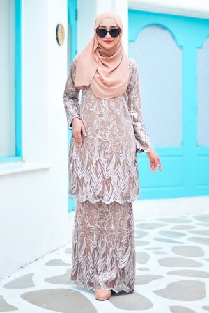 Baju Kurung Lace Ablaa - Latte Brown