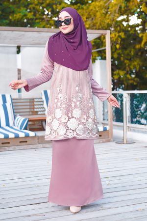 Baju Kurung Lace Amani - Lavender Purple