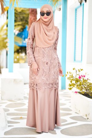 Baju Kurung Lace Azizah - Latte Brown