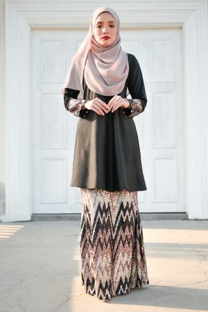 Baju Kurung Lace Sequin Aqira - Black