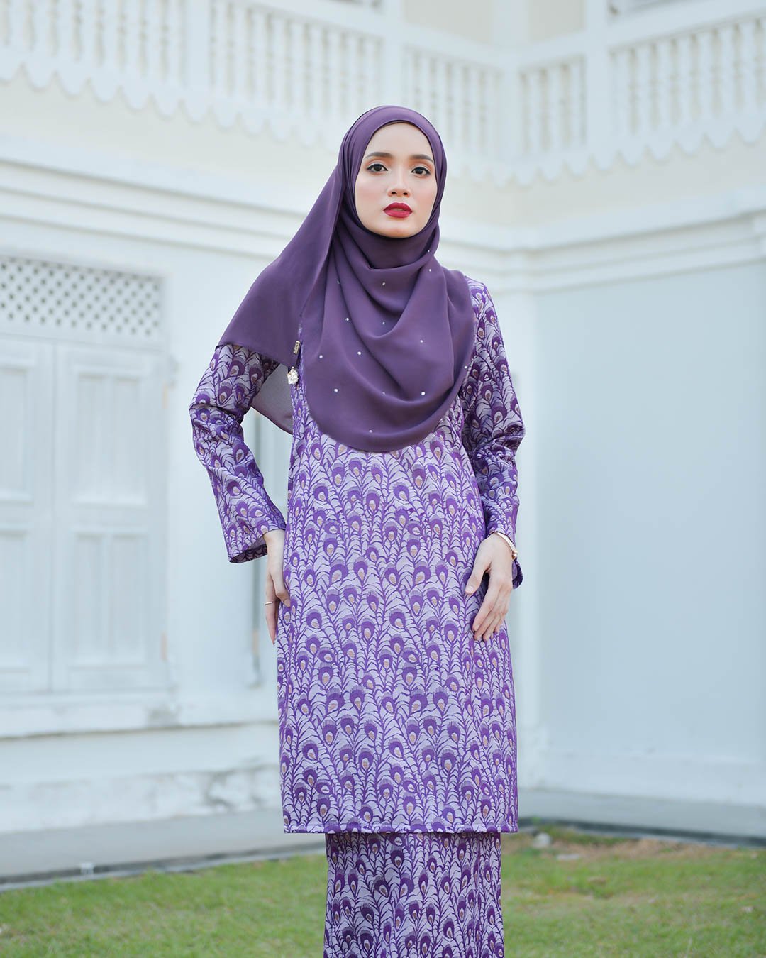 Baju Kurung Riau Lace Greece – Lavender Purple – MuslimahClothing.Com